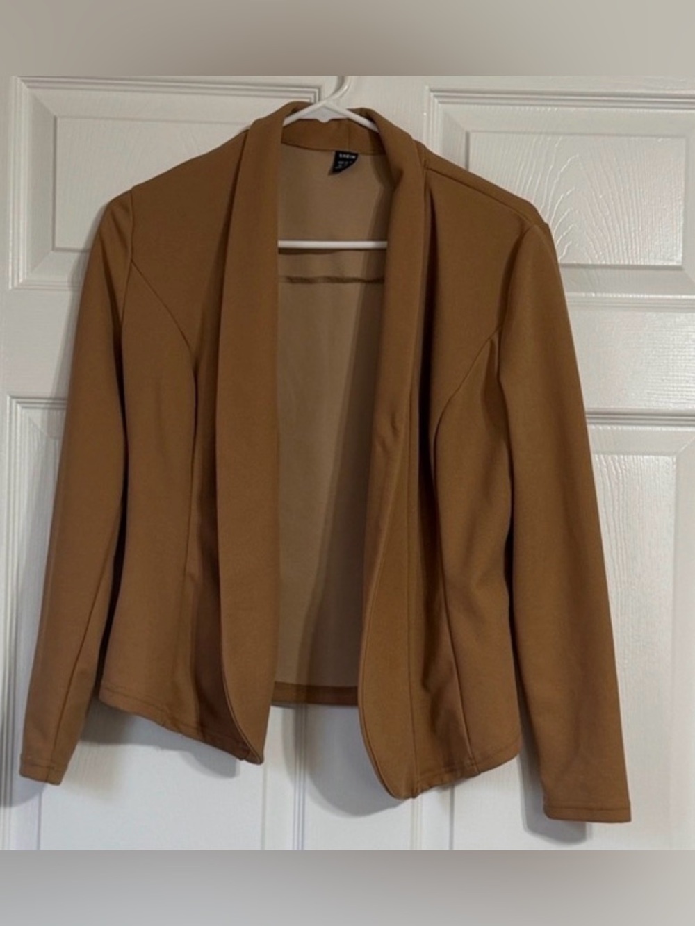 SHEIN Open-Front Camel Blazer Jacket